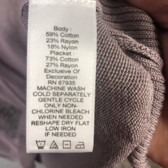 LOGO Lavish Cardigan Sweater Womens XL Taupe Longline Embellished Lace Pockets - Picture 7 of 16